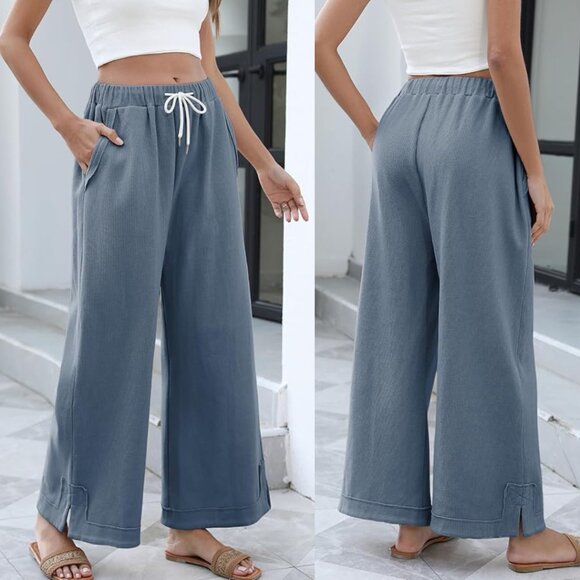 Women's Wide Leg Pants in Dusty Blue NEW - Picture 1 of 4